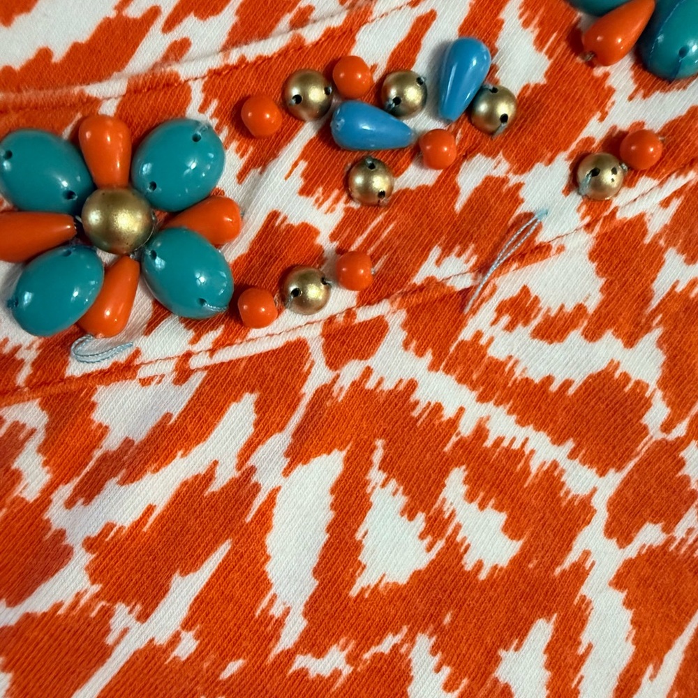 Ruby Rd 3X Embellished Orange White Women's Top - Picture 5 of 6
